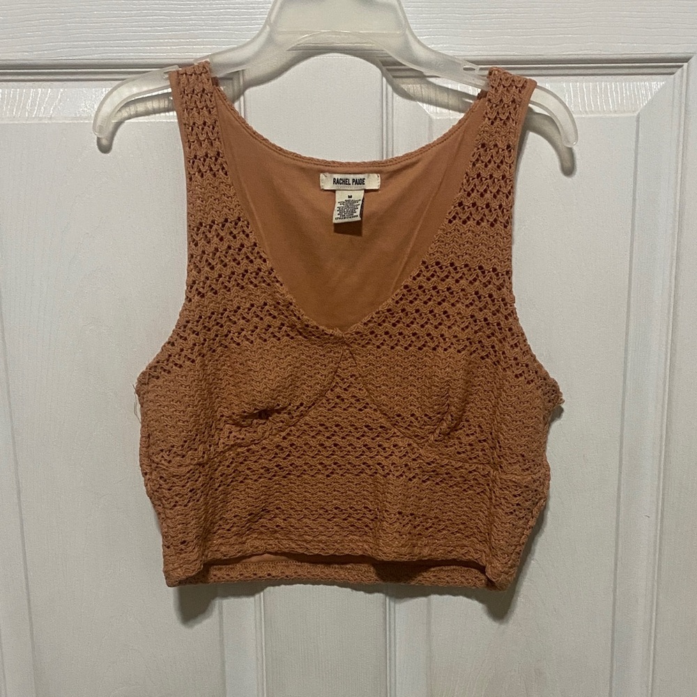 RACHEL Rachel Roy Tan Crochet Crop Top
